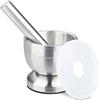 relaxdays Mortaio e Pestello, in Acciaio, Erbe Aromatiche e Spezie Volume: 200 ml, con Coperchio, D: 10 cm, Argentato