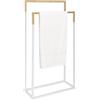 Relaxdays portasciugamani in Metallo e bambù, 84,5x45x21 cm, da Terra, Bianco/Naturale