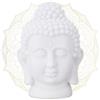 Relaxdays Testa Statua di Buddha, Fugura Decorativa da Giardino, Budda Deco Zen, in Plastica, 17 x 12 x 10 cm, Bianco