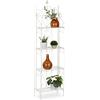 Relaxdays Scaffale Portafiori, Fioriera per Interni con 4 Ripiani, Portavasi Pieghevole, HxLxP: 156 x 46 x 25 cm, Bianco