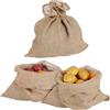 Relaxdays Sacchi di Iuta Grandi HxL: 55 x 50 cm, Set 3 Sacchetti Juta per Piante in Inverno, per Patate e Noci, Naturale