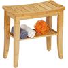 Relaxdays Sgabello Poggiapiedi in bambù, Panchetta Piedi,150 kg, Sgabellino Antiscivolo Bagno, 45,5x48x25cm, Naturale