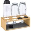 Relaxdays Scolabottiglie da Lavandino, Compatibile con Bottiglie Sodastream, Supporto per 3 Borracce, in bambù, Naturale