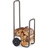 Relaxdays Carrello Portalegna, Carretto Trasporto Ceppi di Legna da Max. 60 kg, Carriola a 2 Ruote, in Acciaio, Marrone