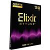 Elixir Strings, corde per chitarra acustica ATTUNE,Phosphor Bronze, suono nitido e chiaro di lunga durata con sensazione naturale, set da 6 corde, Light 12-53