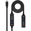 Nano Cable 10.01.1312 - Cavo USB 3.2 prolunga con amplificatore tipo C/M-C/H, 10 m, nero