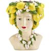 Fade Vaso Busto Jaffa 25 Cm in Resina con Limoni - Vaso Ornamentale Design Decorativo