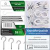 QUADRIOS | Set di ganci a vite | 55 robuste viti a gancio con filettatura in acciaio rivestito per interni ed esterni, ganci da soffitto, ganci da parete, ganci di fissaggio | bianco