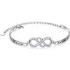 Flyow Braccialetto in argento Sterling 925 con simbolo dell'infinito, con messaggio Always My Sister, Forever My Friend, regolabile, per donne e ragazze