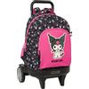 safta KUROMI - Zaino Grande con Ruote, Evoluzione Compatta, Rimovibile, Ideale per Bambini di Diverse Età, Comodo e Versatile, Qualità e Resistenza, 33 x 22 x 45 cm, Nero/Fucsia, M, nero/fucsia, M