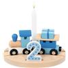 goki 60668 - Treno di Compleanno Oslo in Legno, per Tavolo Decorativo di Compleanno con Numeri 1 2 3 4 5 6, in Blu per Ragazzi, Decorazione Perfetta per Feste di Compleanno dei Bambini, 16 cm x 12 cm