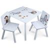 Teorema Giocattoli Teorema 40646 - Tavolino con 2 Sedie per bambini, in Legno, Dimensione: 59x59x45cm, Sedie Max. 25kg, con disegni di animali.