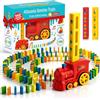 Atlasonix Domino Train Set da 160 pezzi per domino per bambini, prepara automaticamente la tua esperienza di rally per ragazzi e ragazze dai 3 agli 8 anni, rosso
