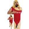 FIESTAS GUIRCA | Costume Vigilante della Spiaggia Uomo (52-54/L) - Tuta e Pettorali - Costumi da Bagnino per Addii al Celibato, Feste Estive e Sport - Ideale per Adulti - Rosso e Naturale