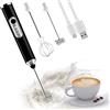ADOV Montalatte portatile, frusta per caffè elettrico in acciaio inossidabile e frullatore per uova, miscelatore automatico ricaricabile a batteria per latte e cappuccino, Matcha - Nero