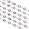 sourcing map Catena con strass viola da 1,8 m con catena in ottone placcato argento, per la creazione di gioielli fai da te, bracciali, collane, vetro, scarpe, decorazioni per vestiti (1 m per ogni