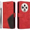 XINNI Cover Protettiva per Oppo Reno 12 F 5G/Oppo Reno 12 FS 5G Case, retrò Cellulare Custodia Libro Antiurto in Flip Pelle PU/TPU, Portafoglio Flip Magnetica, Rosso