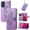 JIUNINE Cover per Motorola Moto G24 / G04 / G04S / Moto E14, Custodia Interno TPU Antiurto Portafoglio con Disegni di Farfalla [Carta Fessura] [Supporto Stand] Cover Libro in PU Pelle, Viola