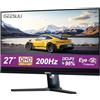 GEESUU Monitor Gaming 27 Pollici, 200Hz QHD 1440p, IPS, 95% DCI-P3, Bassa Luce Blu, Senza Lampeggiamento, HDMI 2.1 e DP 1.4