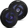Pyle Casse Audio Marine, Altoparlanti da 13,3 Centimetri, Speaker 2 Vie Impermeabili con LED, Potenza 180 Watt e Design Slim, Una Coppia, Nero