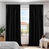 Deconovo Tende Oscuranti per Interni con Fettuccia, Termiche Isolanti - 3 Modi di Montaggio, per Camera da Letto e Soggiorno, 2 Pannelli 140x300 cm, Nero, Certificato OEKO-TEX
