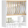 SoBuy Porta Piatti d'angolo Pensile Cucina Scolapiatti da Muro con 7 Ganci 64x24x71 cm KCR09-W