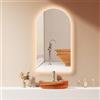 HOKO® Arch - Specchio ad arco a LED, 50 x 90 cm, 90 x 50 cm, con telaio in metallo bianco, montaggio alto+QUER