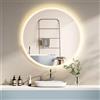 HOKO Badspiegel 60cm ULM, mit ANTIBESCHLAG SPIEGELHEIZUNG, Badezimmerspiegel rund mit LED Beleuchtung und mit Touch Schalter + LED Wechsel - Warmweiß - Kaltweiß - Neutral