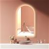 HOKO® Specchio LED Anti-Appannamento 60 x 100 cm/100 x 60 cm con Cornice in Metallo Dorato, Montaggio Verticale e Orizzontale. Specchio ad Arco con Interruttore Tocco, Variazione della Luce di Bianco