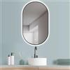 HOKO® Specchio-Bagno-con-Luce Ovale da Parete 50x90cm/90x50cm Montaggio Verticale+Orizzontale con Cornice in Metallo Nero. Interruttore Tattile+LED Regolabile Caldo/Freddo/Neutro 2700-6500k