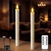 Zevanor Candele LED ricaricabili senza fiamma con temporizzazione a distanza, Confezione da 2 candele tremolanti in plastica avorio 2,2 cm x 25 cm (cavo di ricarica USB incluso)