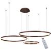 WayLuoung LED Lampadario Metallo | 3 Cerchi 20+40+60cm | 45W Lampada Sospensione Soffitto Anelli, Telecomando Dimmerabile 3000-6000K, Lampada Sospensione Paralume Acrilico Soggiorno Camera【Marrone】