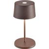 Zafferano, Lampada Olivia Mini, Lampada da Tavolo Portatile e Ricaricabile con Controllo Touch, Adatta per Salotto ed Esterni, Dimmer, 2200-3000 K, Altezza 22 cm, Colore Corten