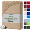 Svenson Lenzuolo con angoli elasticizzati, in jersey, 100% cotone, 180 x 200 cm, colore: sabbia/cappuccino