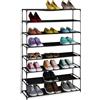 Relaxdays Scarpiera da Ingresso e Corridoio, Portascarpe in Metallo e 8 Ripiani in Tessuto, Scaffale Porta Scarpe, Nero