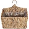 Relaxdays Cesto Appeso per Piante in giacinto d'Acqua, Erbe, HLP 29 x 28 x 15 cm, Cesto Intrecciato, Fodera, Anello