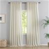 DONREN Back Tab - Tende in lino naturale, lunghe 240 cm, set di 2 pannelli, per soggiorno, ganci per cintura, pieghettate e filtranti la luce, semitrasparenti, per sala da pranzo, altezza 2,3 m, color crema