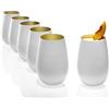 Stölzle Lausitz ELEMENTS Serie Olympic - Bicchieri per acqua, Cristallo senza piombo, 465 ml, Bianco Opaco/Oro, Set da 6