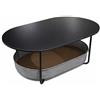 Relaxdays Tavolino Ovale con Cestino in Tessuto Estraibile, vano, 55x100x45 cm, MDF/Ferro