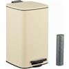 Relaxdays Pattumiera Bagno a Pedale 8 L, Cestino Interno Rimovibile, Coperchio Ammortizzato, Sacchetti Inclusi, Metallo
