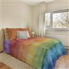 PENSIERI DELICATI Copriletto 170 x 280 cm, Telo Singolo 100% Cotone Pique, Ideale Come Telo Arredo, Coperta Salva Letto 1 Piazza, Fantasia Arcobaleno Multicolor, 100% Made in Italy