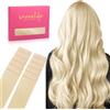 WENNALIFE Extension Capelli Veri Biadesivo, 10pz 40cm 25g Biondo Platino Extension Biadesive Capelli Veri Lisci Remy Tape in Hair Extensions Capelli Setosi Solo per L'aggiunta di Colori