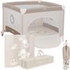 Lionelo BONNIE Box bambini pieghevole 100x100cm dalla nascita fino 15kg con materasso Lettino per neonati da viaggio senza spigoli vivi Entrata laterale Pareti realizzate in rete trasparente