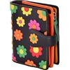 VISCONTI Portafoglio da donna in pura pelle 100% portafoglio con protezione RFID portafoglio bifold multicolore in confezione regalo 'Polka' Borsa (DS80) - Small 9cm x 11.5cm -Fiori/Rosso
