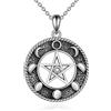 YAFEINI Ciondolo Pentagramma Pentacolo Collana 925 Sterling Silver Wiccan Stella Luna Crescente Collane Gioielli Regali per Donne (Collana Pentagramma Luna 1)