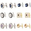 COMNICO 6 paia di gemelli da uomo, splendidi gemelli con cristalli di diamante, alla moda, classici, rotondi, quadrati, rettangolari, per camicia, formali, regali di nozze per uomini