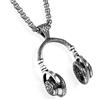 Oidea, catenina da uomo con ciondolo a forma di cuffie per la musica, in acciaio inox, biker, punk, rock, dj, 61 cm, in argento