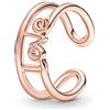 PANDORA ME Anello aperto placcato in oro rosa 14 carati con scritta Love, 52