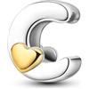Parmuz charms lettere per bracciali collana fai da te 925 ciondoli in argento sterling A-Z Golden Heart Alfabet perle iniziali regalo di gioielli per donne