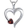 YL Collana cuore Argento 925 tagliato Gennaio Pietra portafortuna Granato Collana con Ciondolo a Doppio Cuore per Donna, 45-48 cm